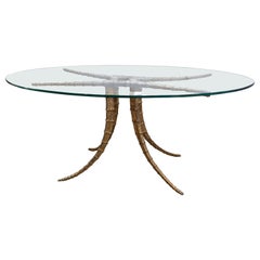 Used French Brass Horn Dining Table / Center Table Signed by Alain Chervet
