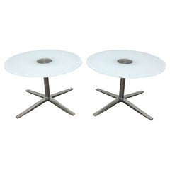 Used Pearson Lloyd Bob's Side Tables With Round Glass Tops for Coalesse, a Pair