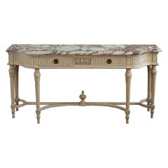 Gustavian Style Console Featuring French Breche Violette Marble