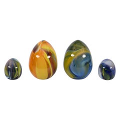 Set of Murano Hand-Blown Colored Glass Eggs, by Archimede Seguso, Italy, 1970s