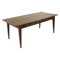 French Hand Pegged Oak Farm Table, Dining Table with Bread Board, Drawer C. 1900