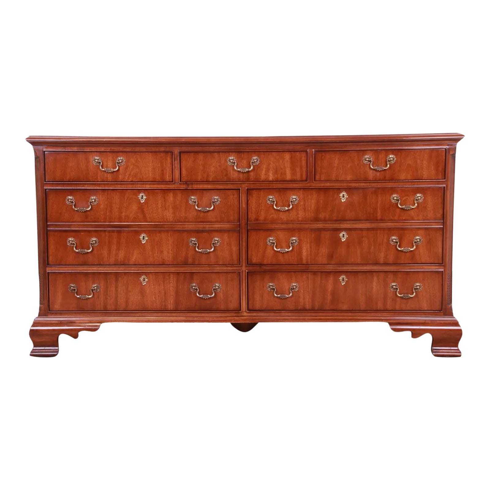 Drexel Heritage Georgian Carved Mahogany Dresser or Credenza For Sale