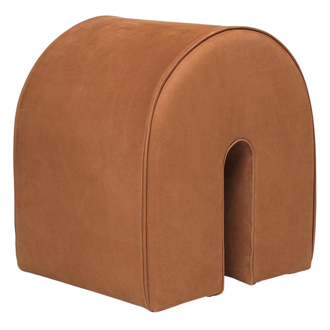 Brown Curved Pouf by Kristina Dam Studio