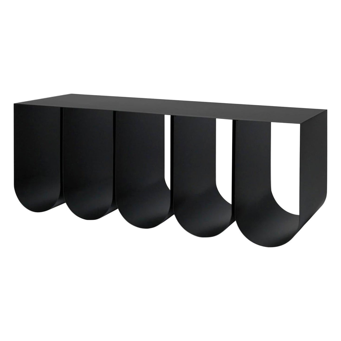 Black Steel Curved Bench by Kristina Dam Studio