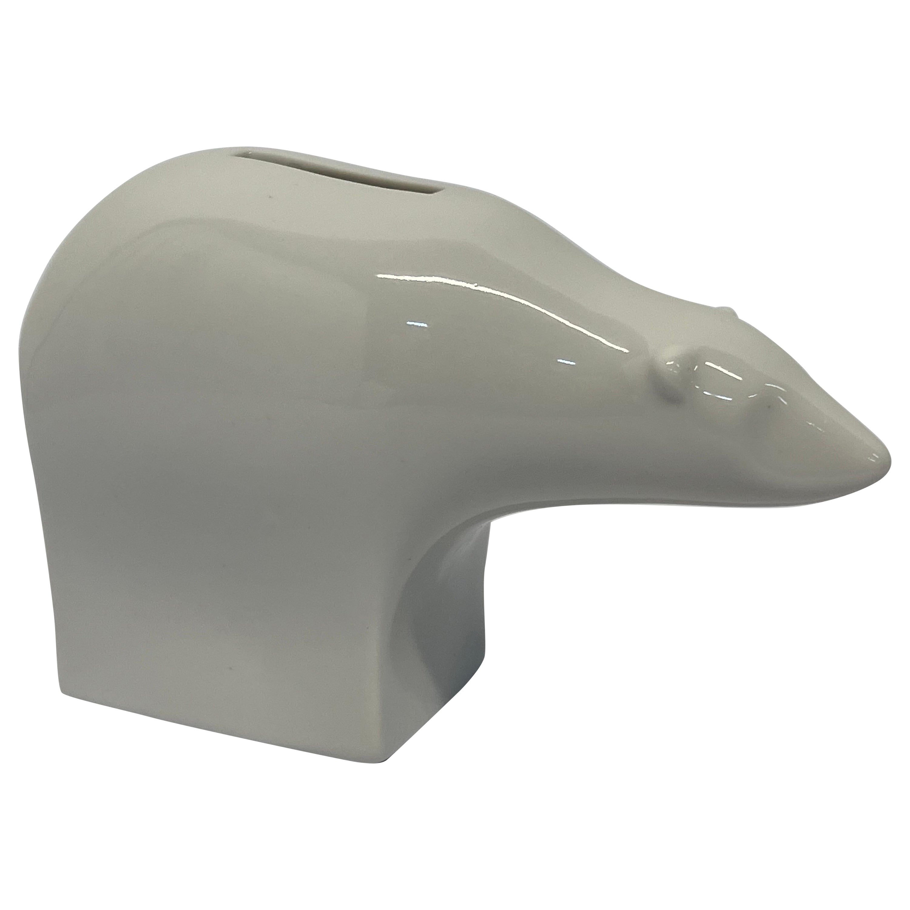 Gunnar Cyren White Porcelain Polar Bear Coin Bank for Dansk