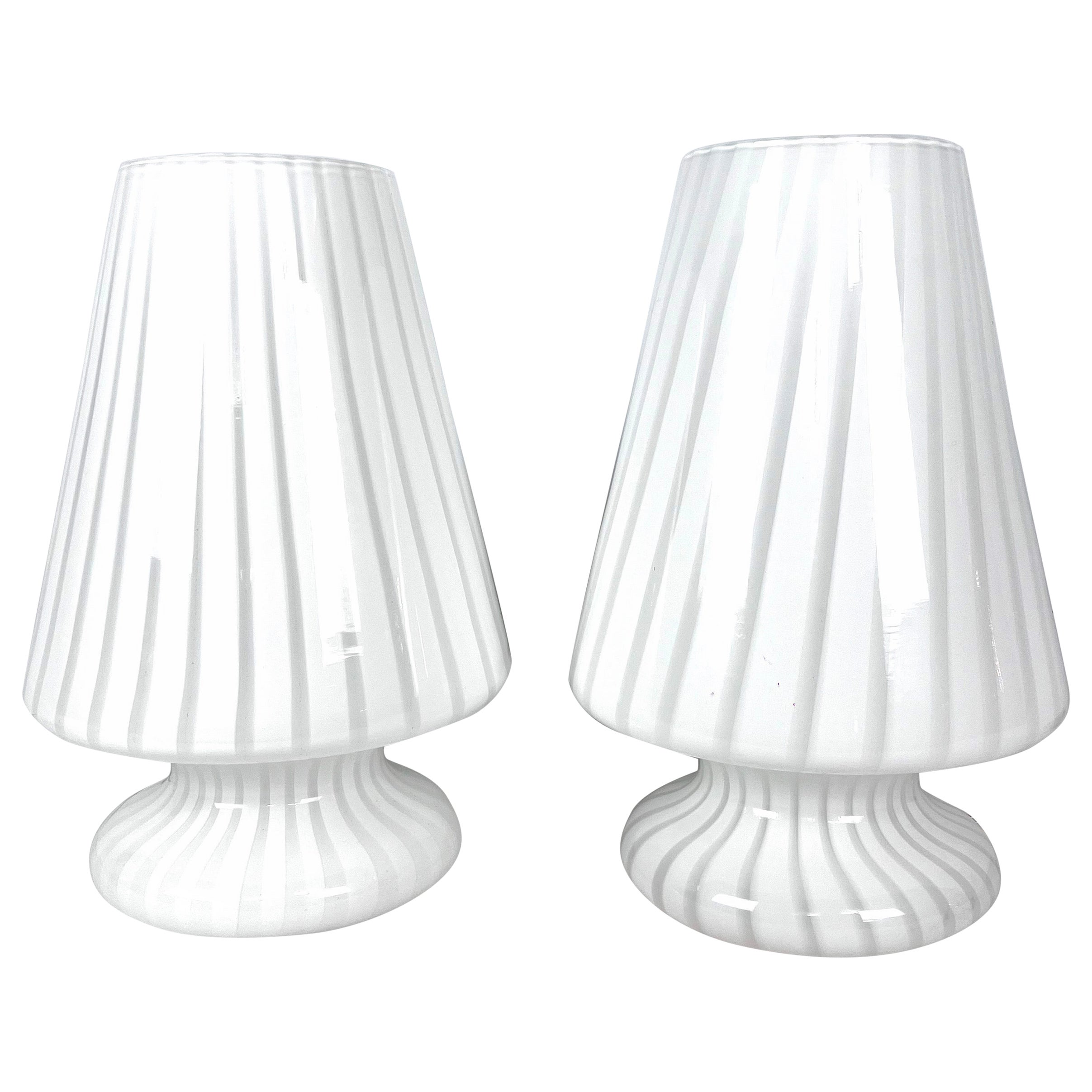Vintage Set of Two Postmodern Murano Glass Table Lamps from 70s For Sale