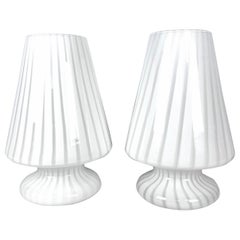 Vintage Set of Two Postmodern Murano Glass Table Lamps from 70s