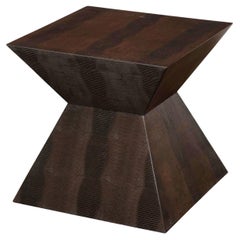 Karl Springer Zig Zag Table in Lizard Embossed Leather 1980s