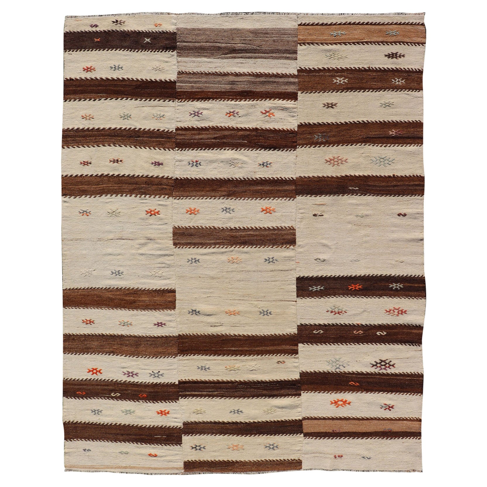 Keivan Woven Arts Vintage Flat-Woven Turkish Paneled Kilim Rug   6' x 7'10 en vente