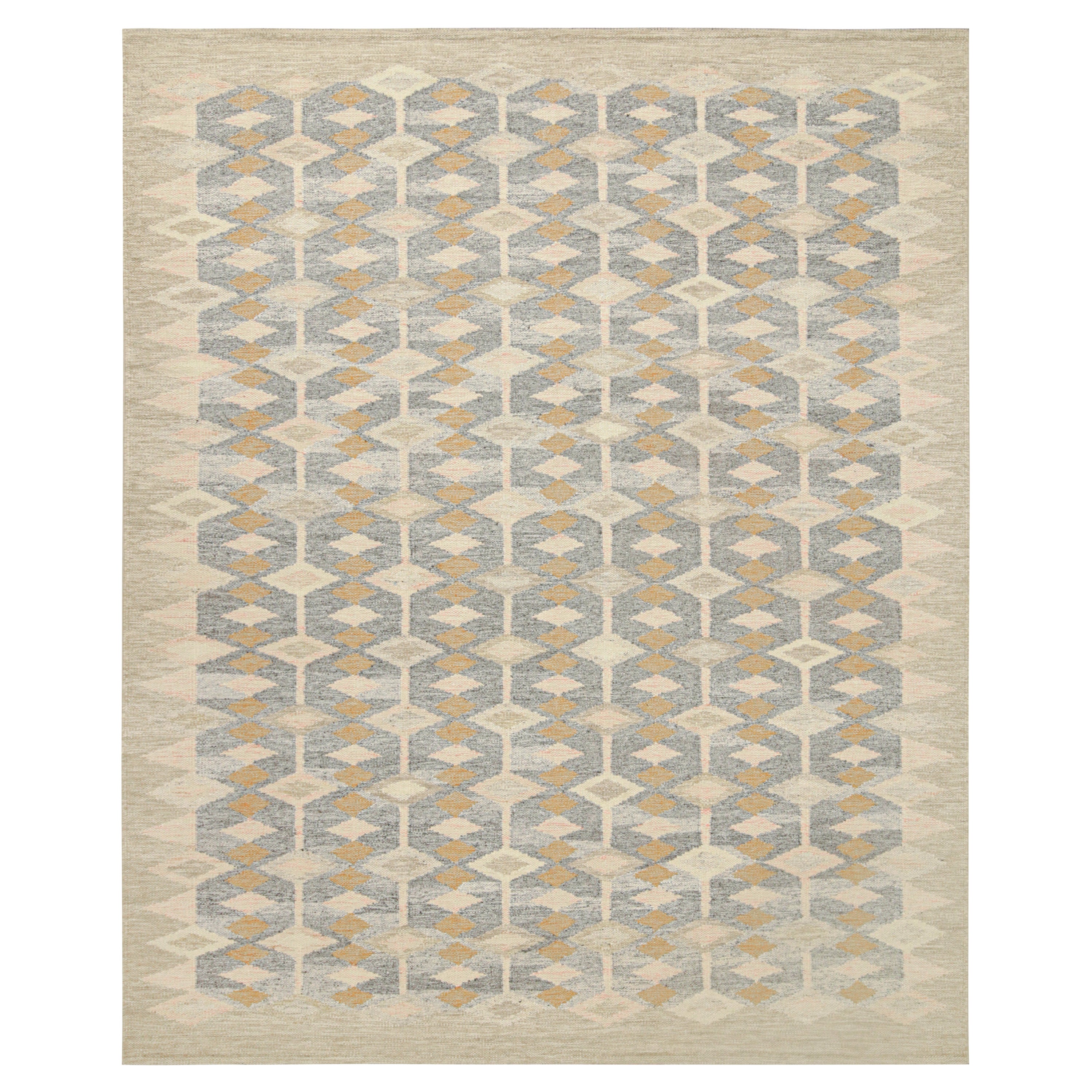 Rug & Kilim’s Scandinavian Style Kilim in Beige & Gray with Geometric Patterns