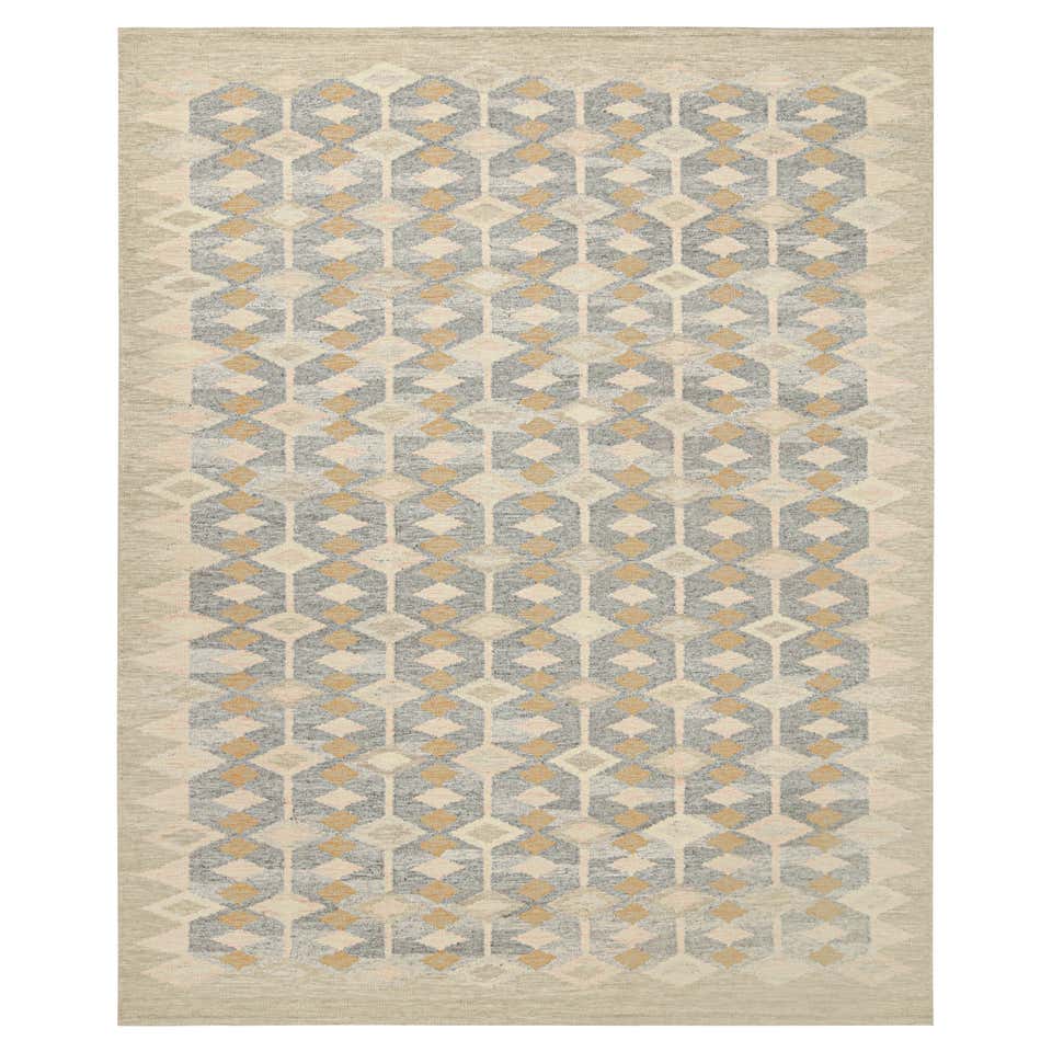 Trapezoid Rug Pattern Rug and Kilim’s Scandinavian Style Trapezoid Kilim in Gray with ...