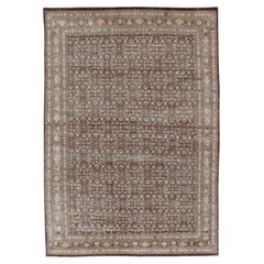 Alfombra Persa Tabriz Antigua con Diseño Herati y Arginina Oscura 6'4" X9'10