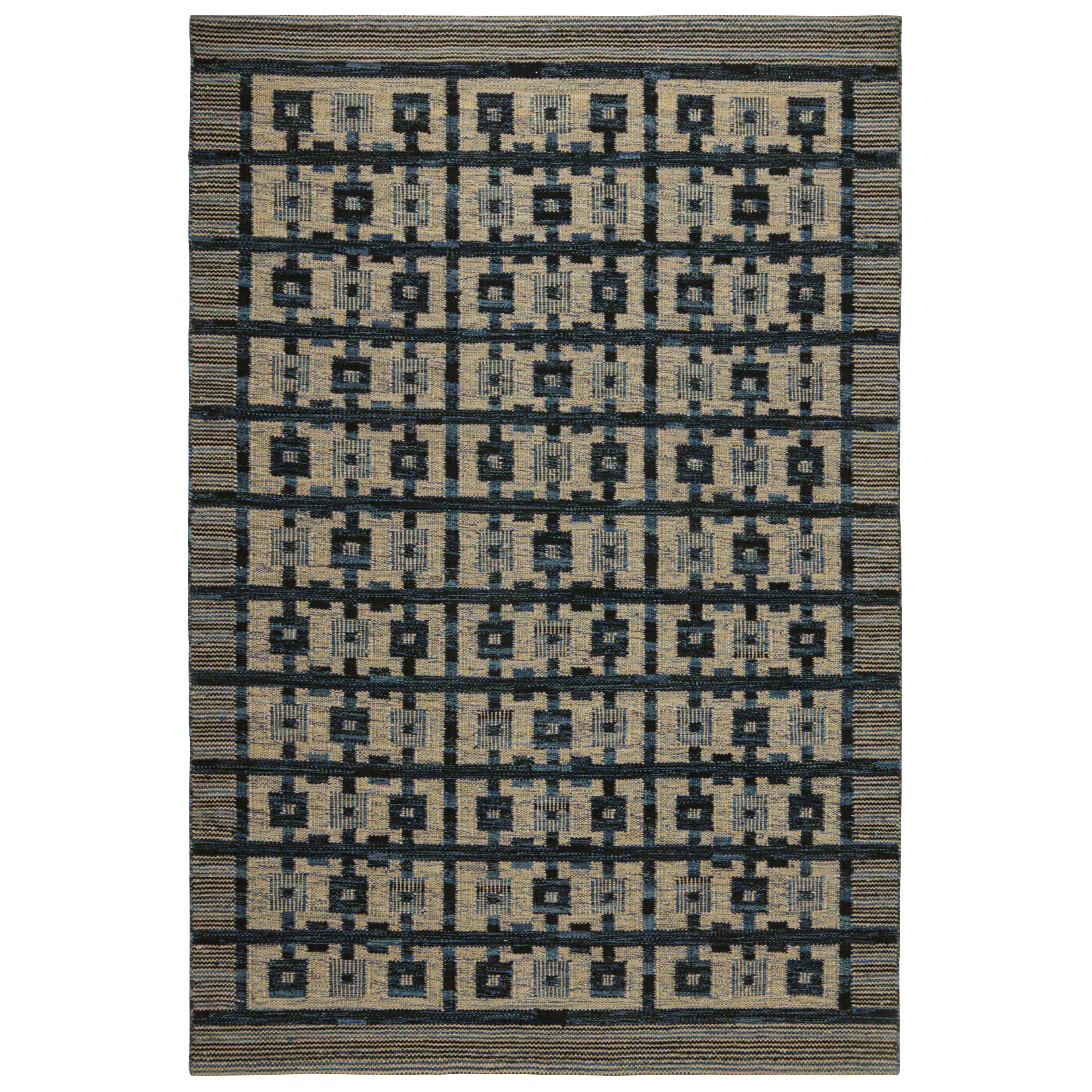 Rug & Kilim’s Scandinavian Style Custom Kilim with Geometric Pattern For Sale