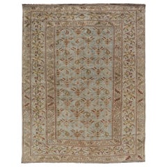  Fine Persian Antique Afshar Rug in Green, Browns, and Blue Tribal Carpet 