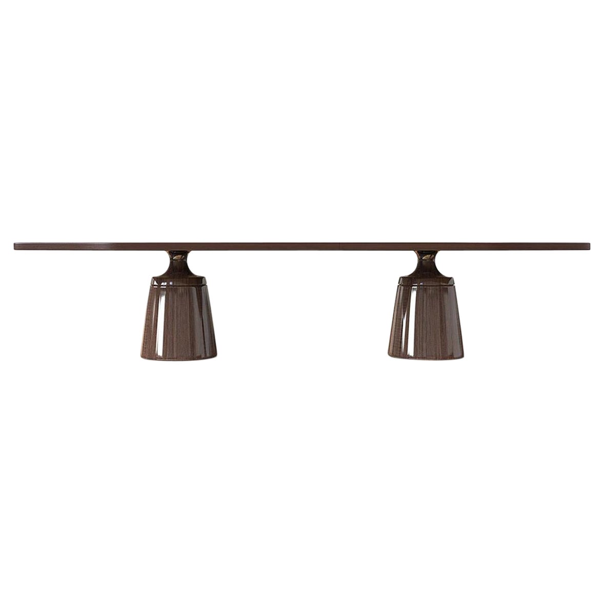 Walnut Nymphea Table with Extension by LK Edition For Sale