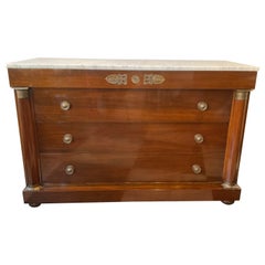 Vintage 1980s French Empire Style Marble Top Chest