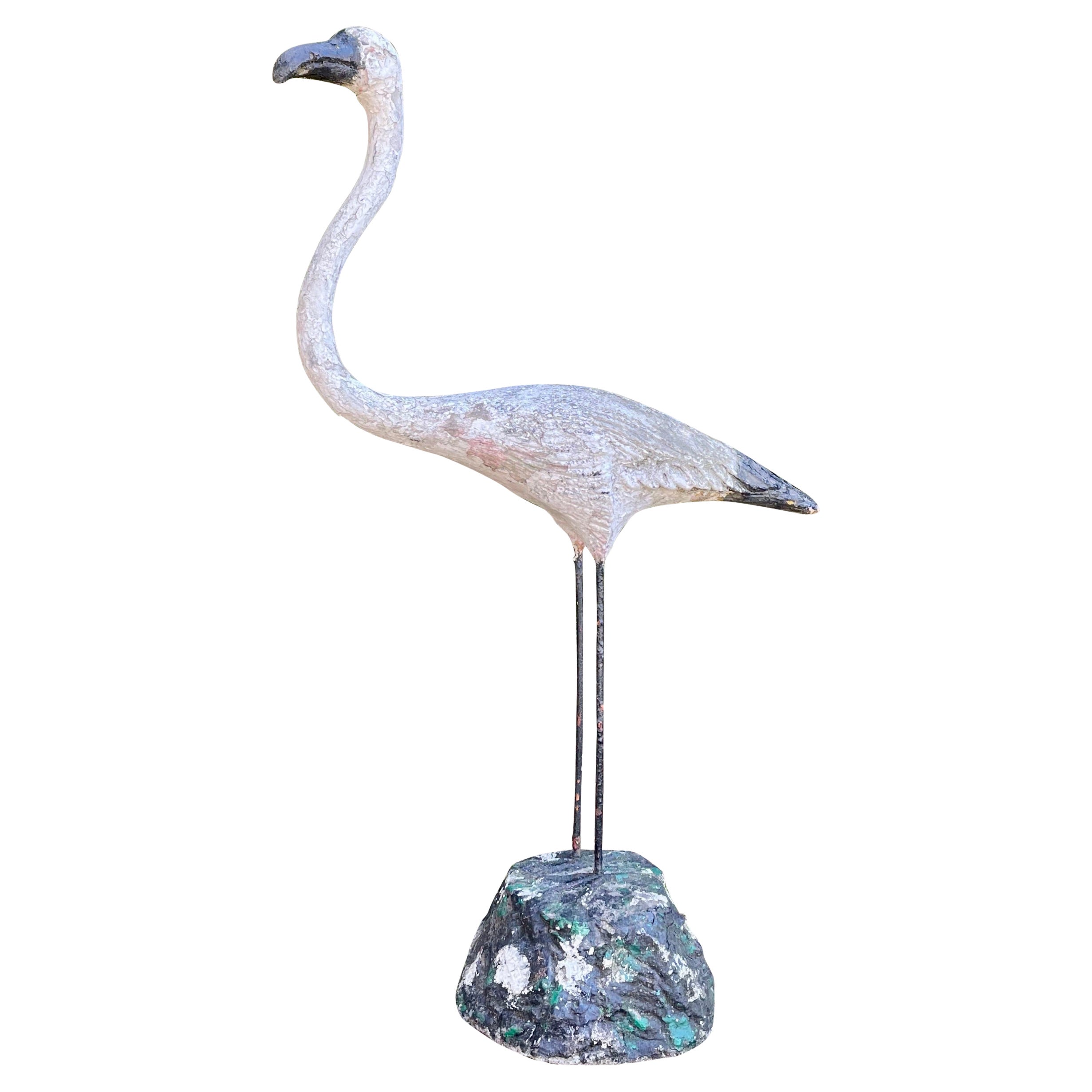 Large French Pale Pink Flamingo Statue For Sale