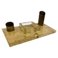 Sleek Modern Office Desk Inbox Outbox Paper Organizer Tray Walnut Wood ...