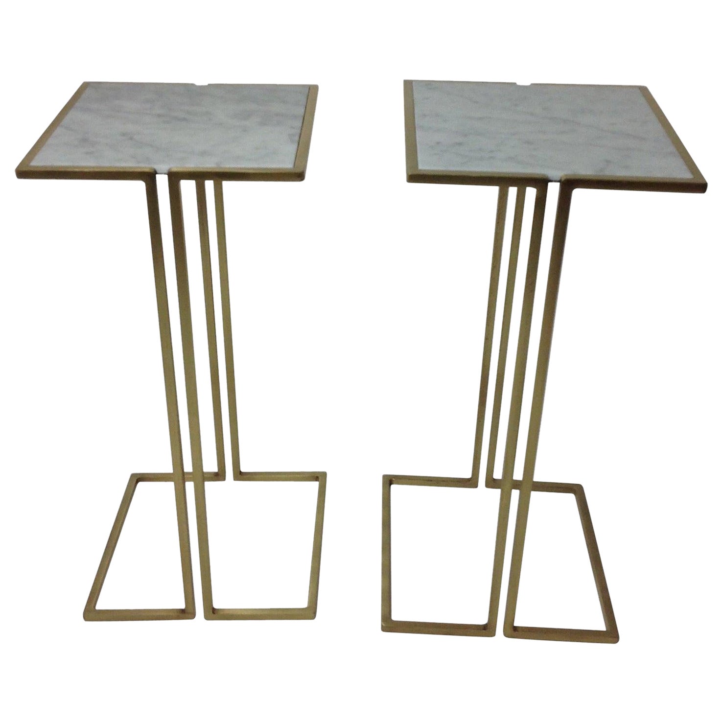 Nantes Side Tables, Model D, Satin Brass by Bourgeois Boheme Atelier For Sale