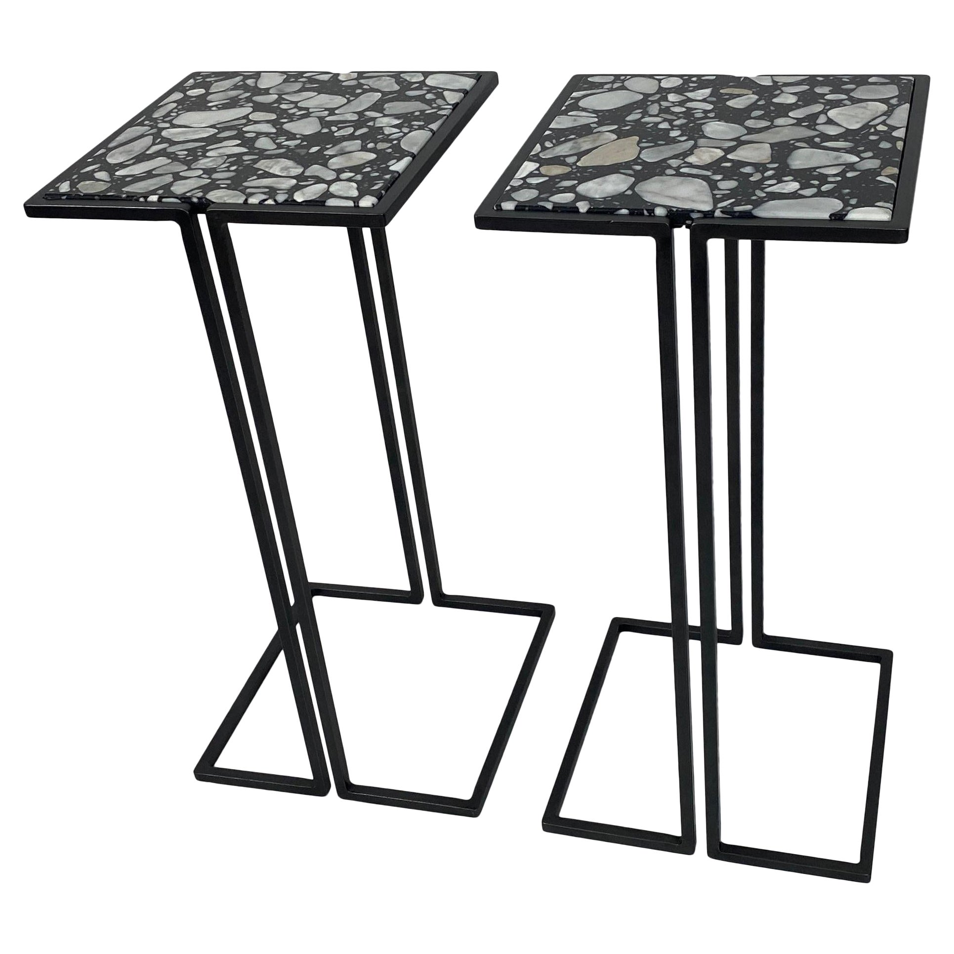 Pair of Nantes Side Tables, by Bourgeois Boheme Atelier 'Model A' For Sale