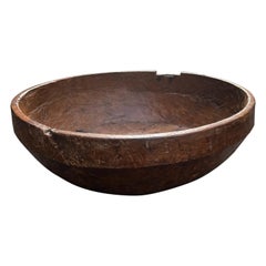 Antique Massive 19th Century Burled Wooden Bowl / France