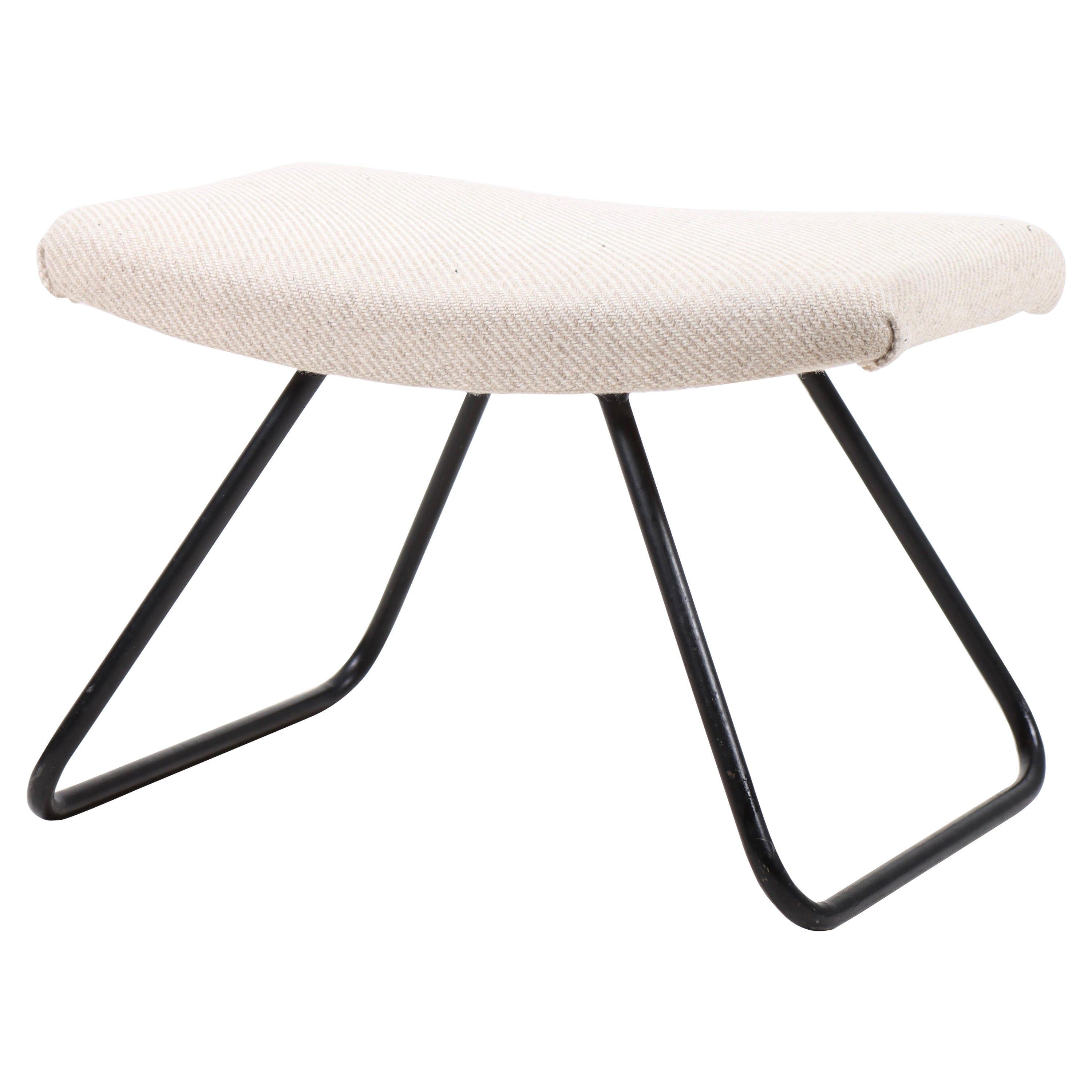 Midcentury Stool with Fabric, Made in Denmark 1960s For Sale