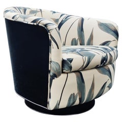 Milo Baughman - Thayer Coggin Swivel Barrel Lounge Chair Glossy Black Laminate 