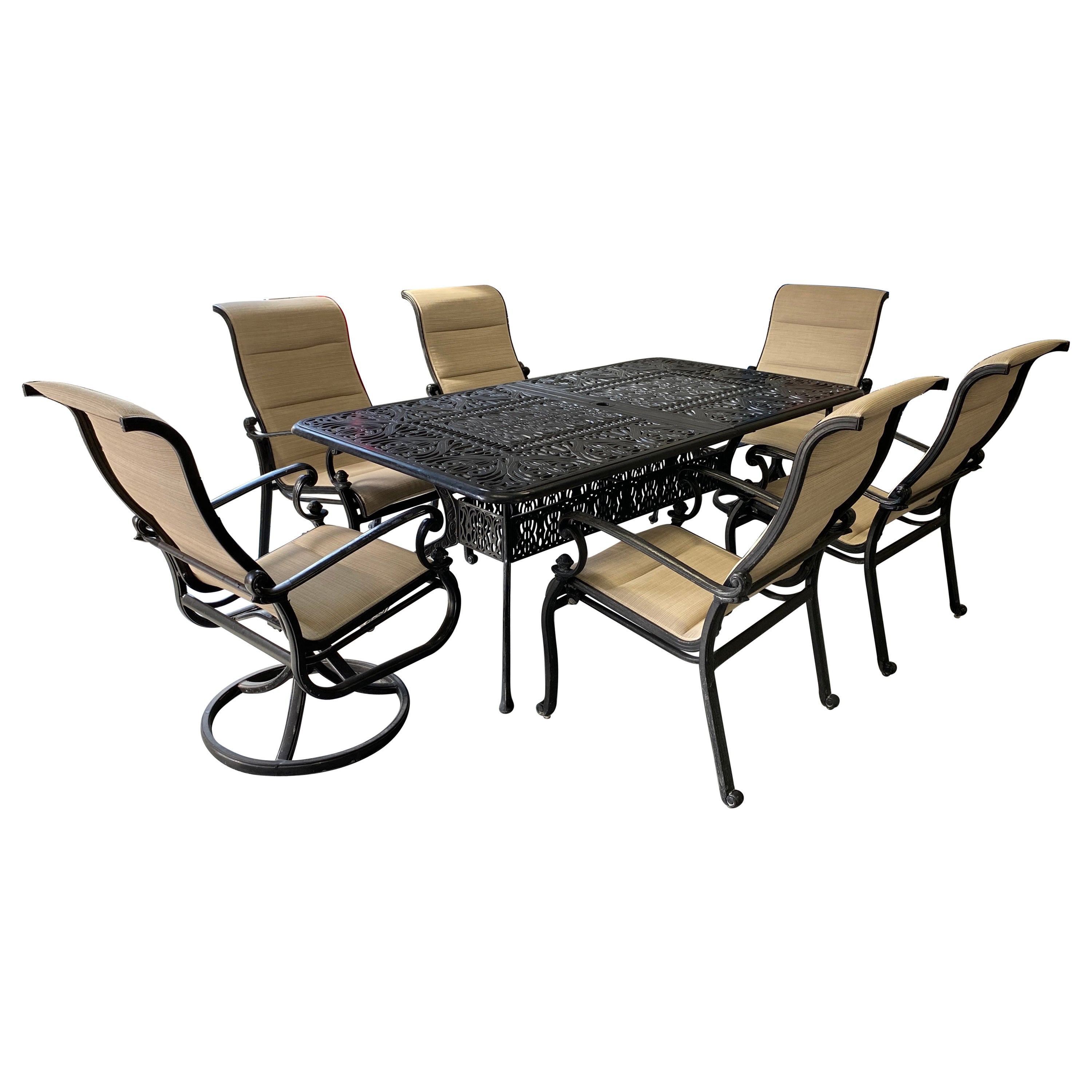 Extendable Dining Table & 6 Armchairs Garden Dining Set Russell Woodard Style