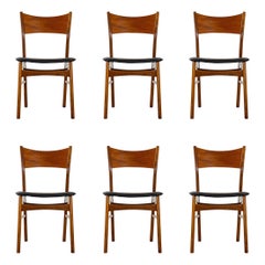 Vintage Set of 6 Danish Mid-Century Modern Teak & Oak Dining Chairs