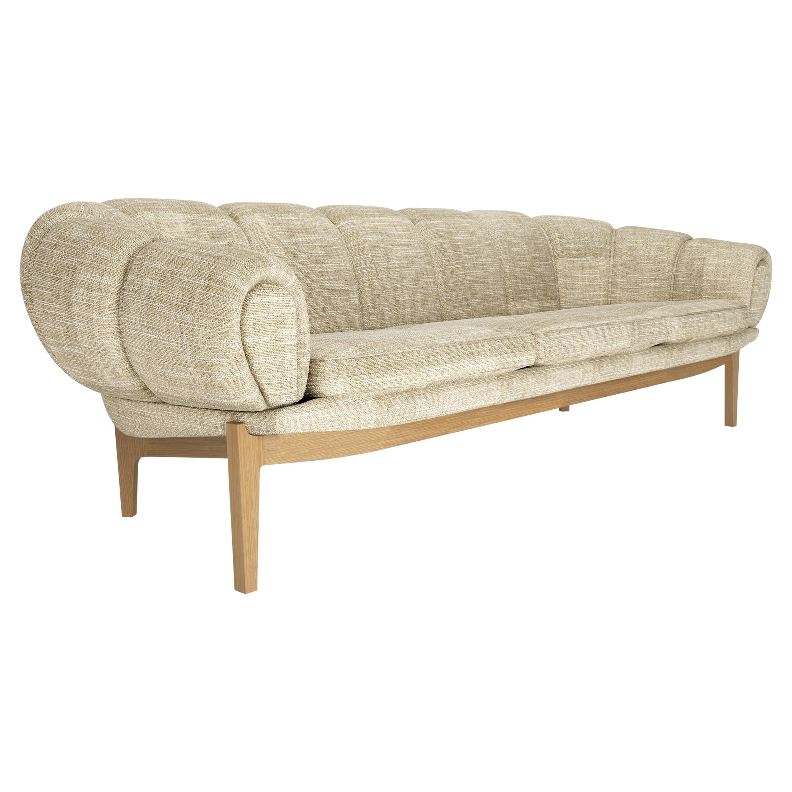 Fabric 'Croissant' Sofa by Illum Wikkelsø for GUBI with Oak Legs For Sale