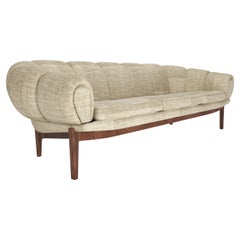 Fabric 'Croissant' Sofa by Illum Wikkelsø for GUBI with Walnut Legs
