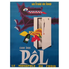 French Original Advertising Poster, 'CUVE INOX POL LE MONOPOLE DE FROID', 1960's