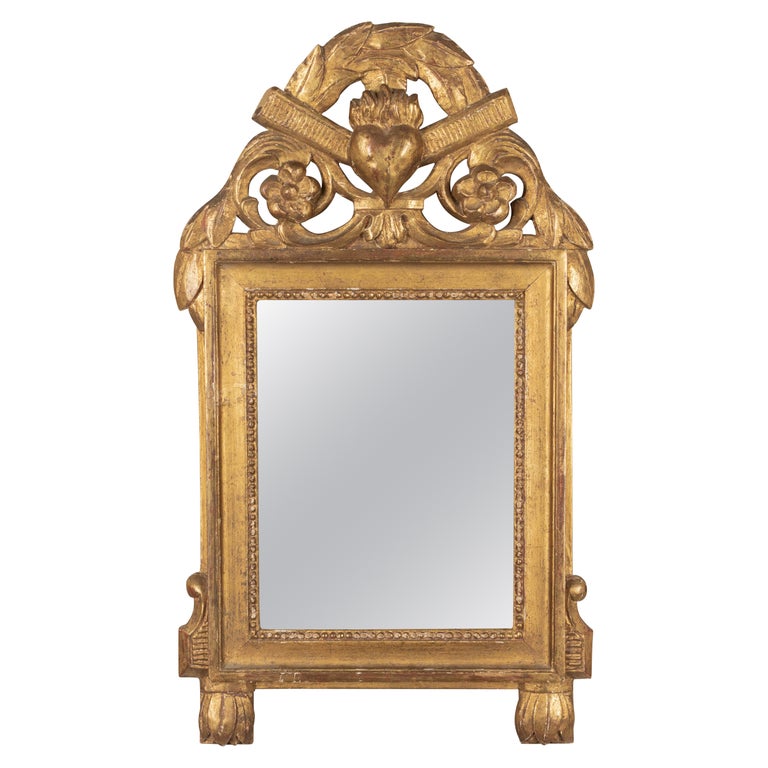 19th Century, French, Louis XVI Style Giltwood Bridal Mirror For Sale