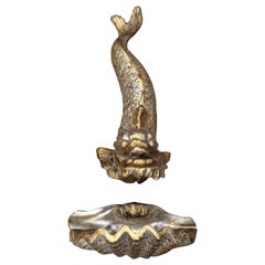 Decorazione da parete con delfini e vongole in stile veneziano