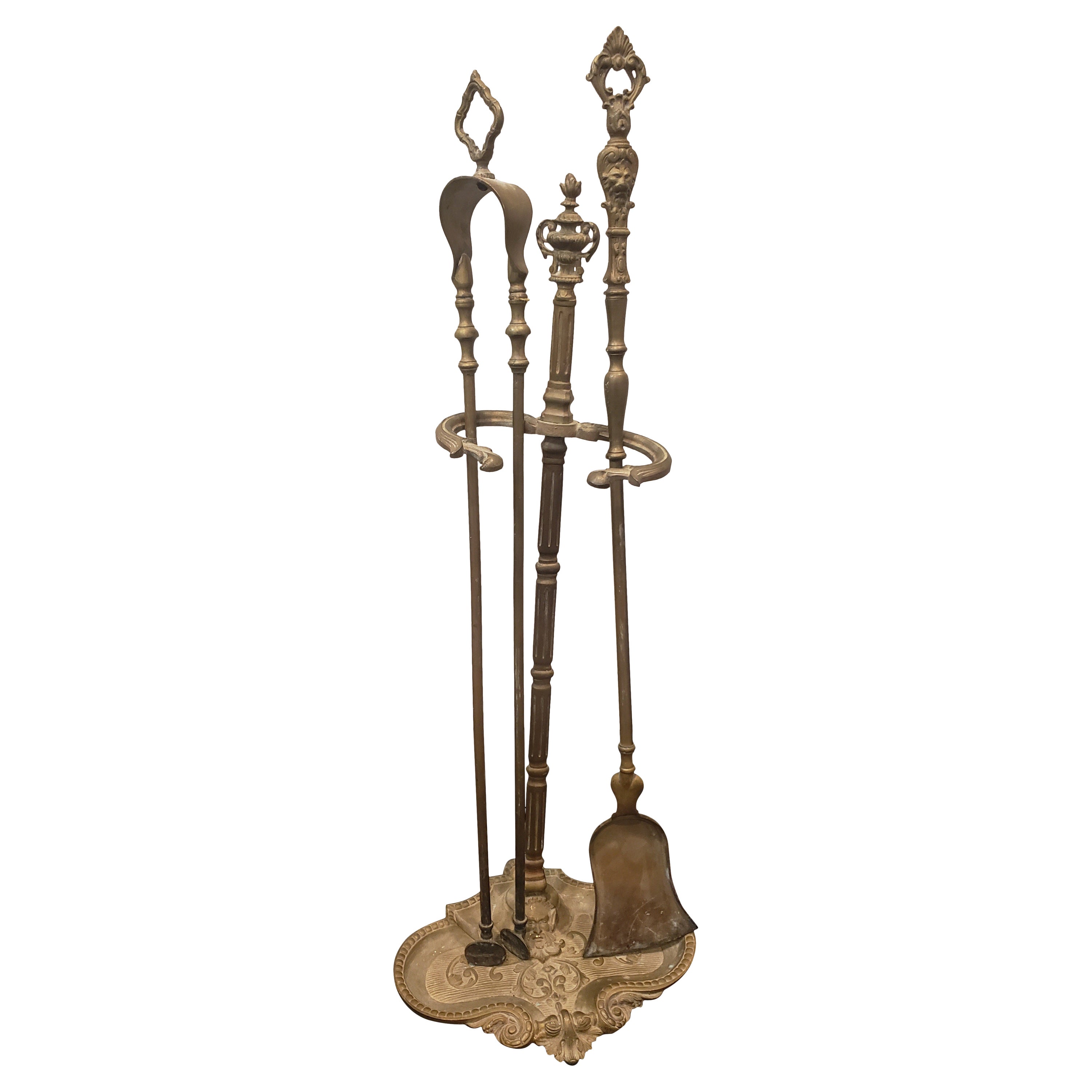 Set of  Victorian Bronze Fire Place Tools For Sale