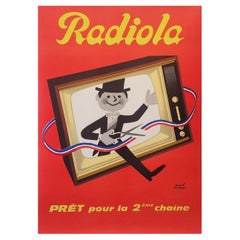 French Original Advertising Poster, Radiola TV by Herve Morvan 1962 