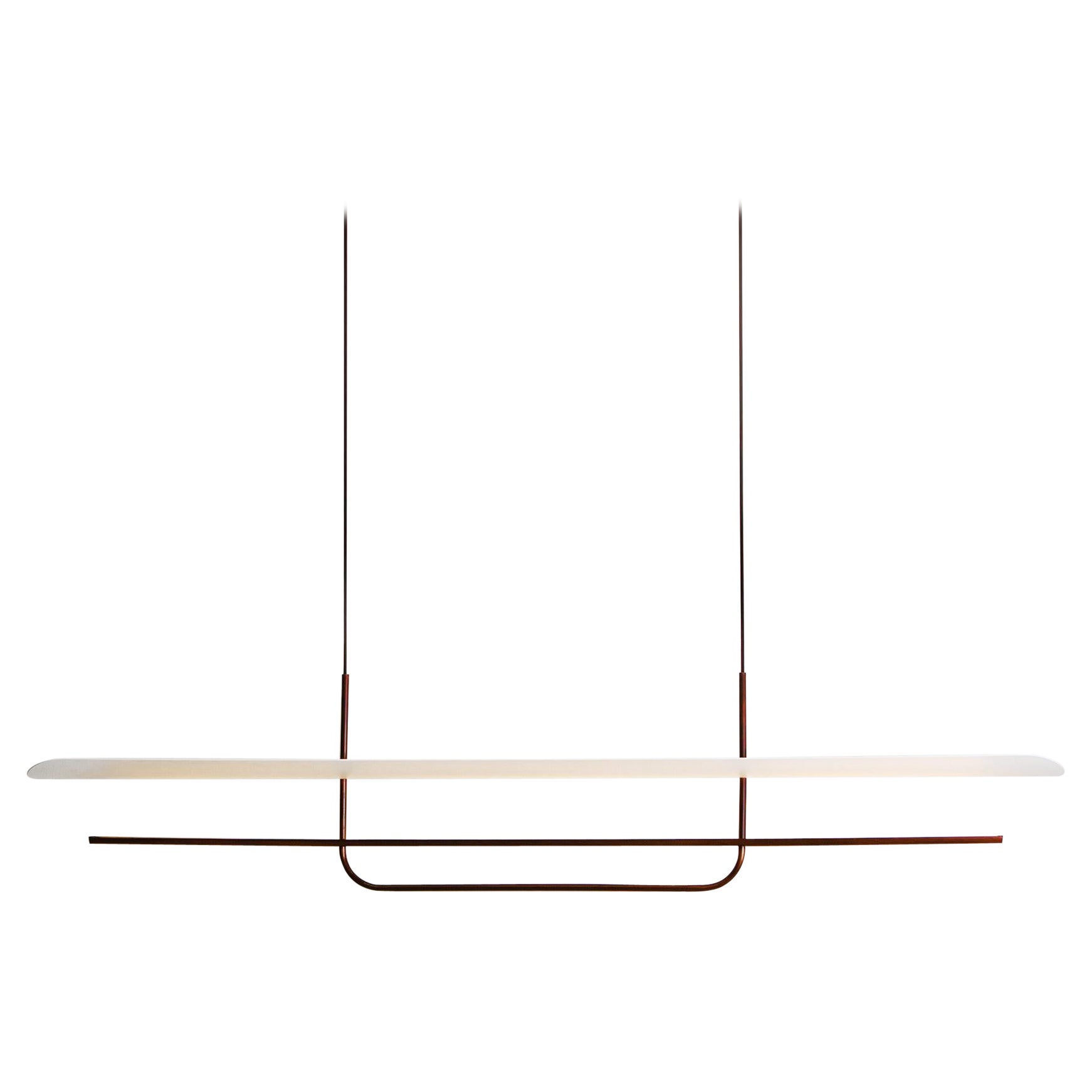 Reflector Linear LED Patina Bronze Suspension Light, Patina Bronze / White Shade