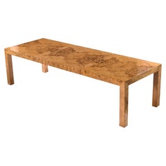 Used 1970s Milo Baughman Style Expanding Burl Wood Parsons Dining Table