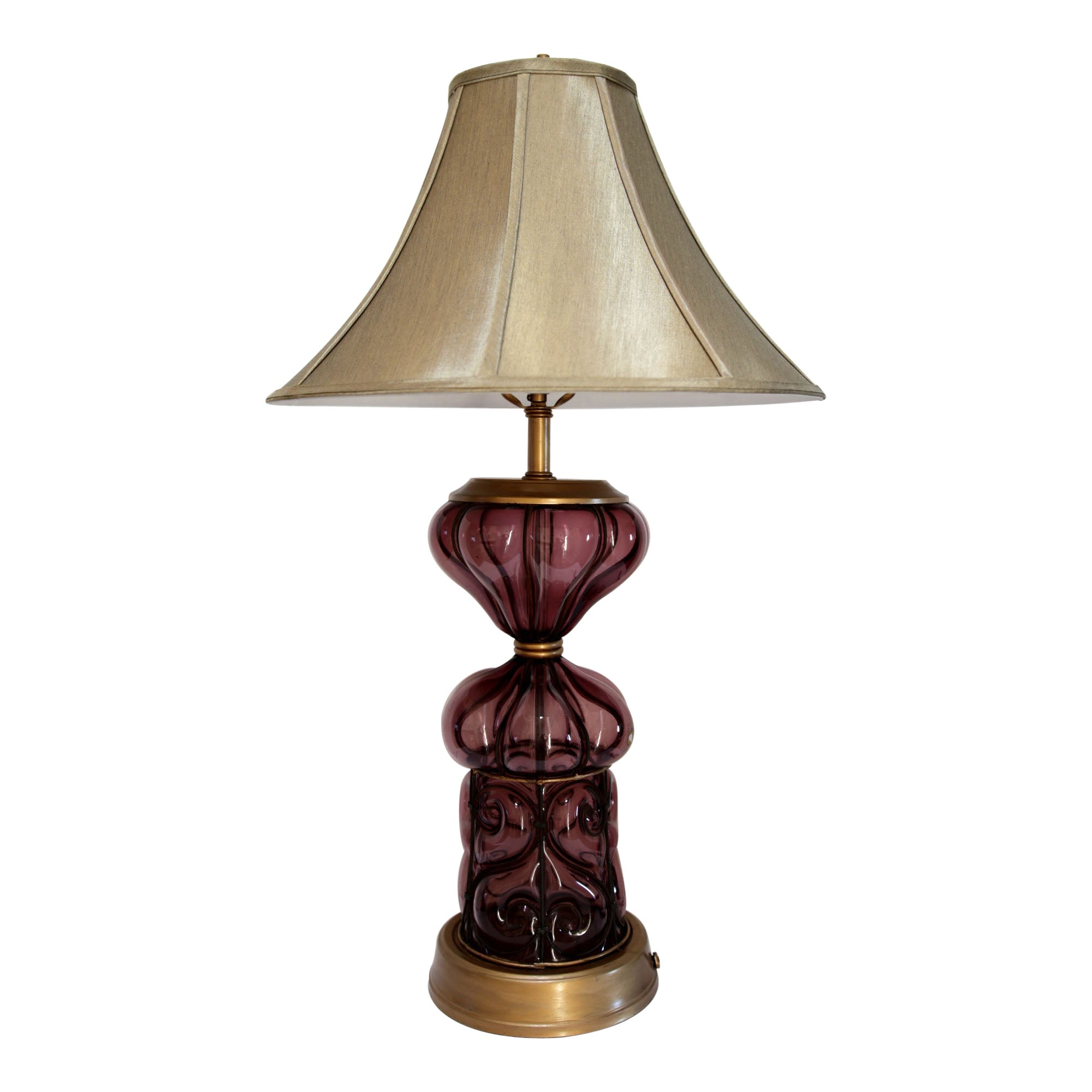 Marbro Purple Murano Style Blown Glass Lamp For Sale