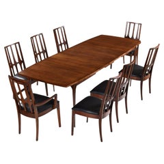 Restauriertes Broyhill Brasilia-Esstisch-Set mit ausziehbarem Tisch und 8 Stühlen