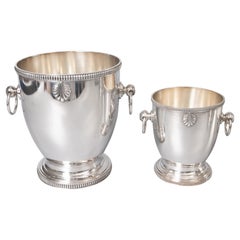 Pair of Mid-20th Century French Silver Plate Shell Design Champagne Ice Buckets