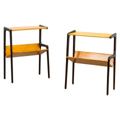 20th Century Ico Parisi Pair of Magazine Racks in Light Lacquered Wood, 50s