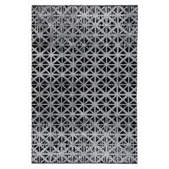 Tapis de sol contemporain géométrique de luxe fini à la main