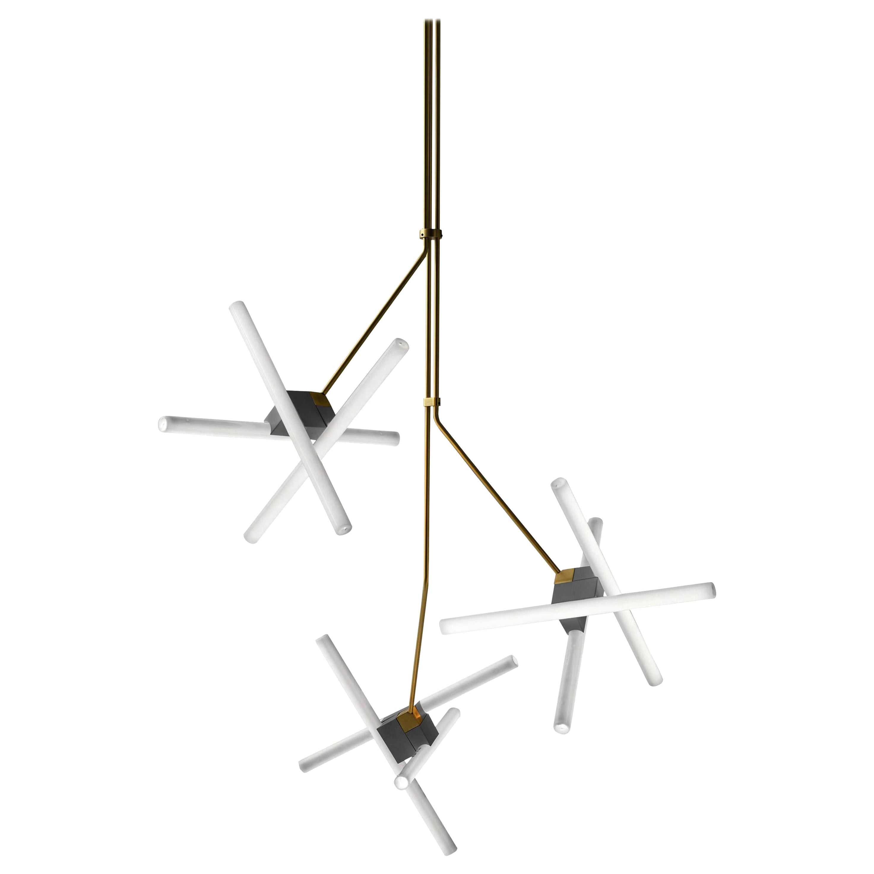 Pepe Cortes, Steel and Brass Olvidada Triple Lamp for BD Barcelona For Sale
