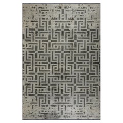 Tapis de sol contemporain géométrique de luxe fini à la main