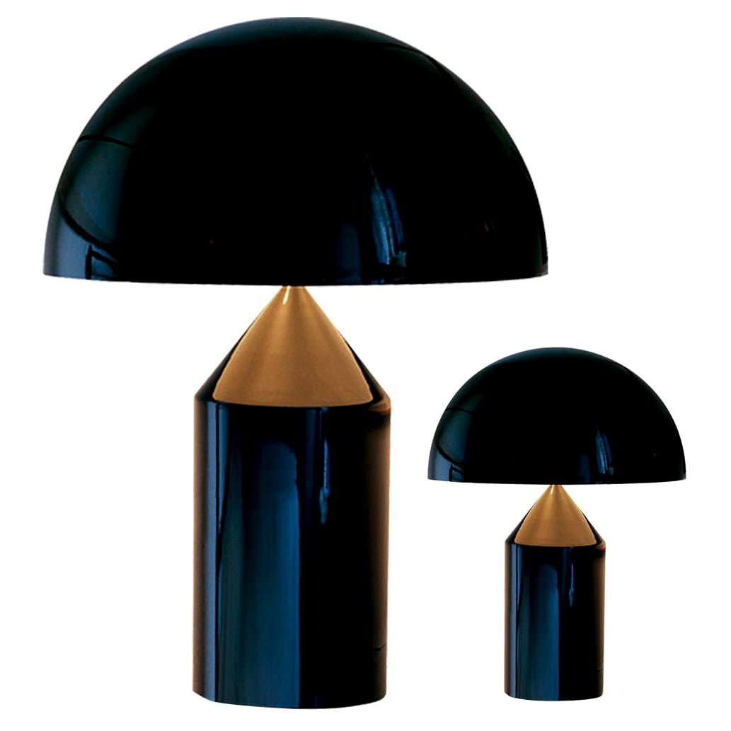 Ensemble de grandes et petites lampes de bureau noires « Atollo » de Vico Magistretti pour Oluce en vente