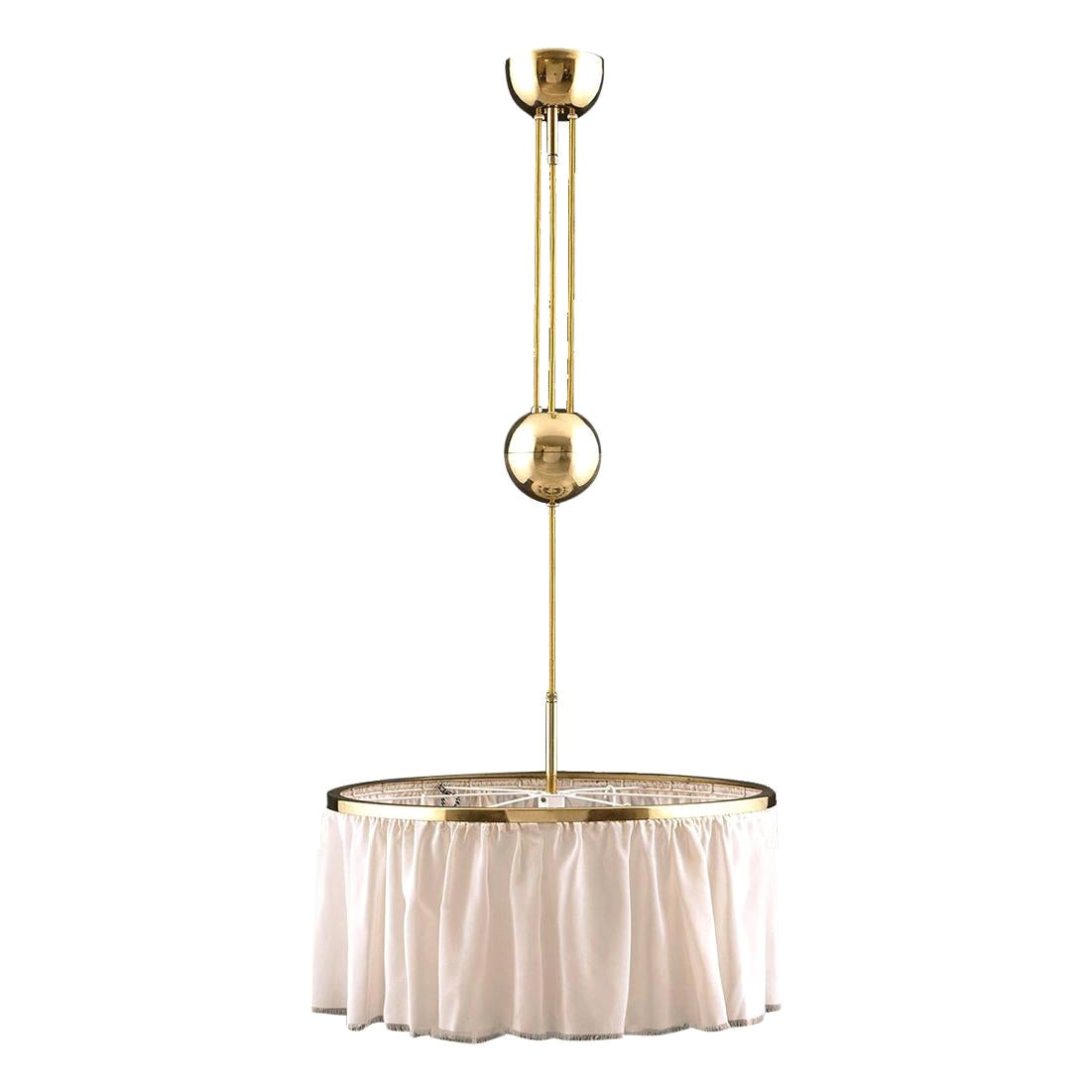 Adolf Loos Silk and Brass Pulley-Chandelier, Re-Edition For Sale