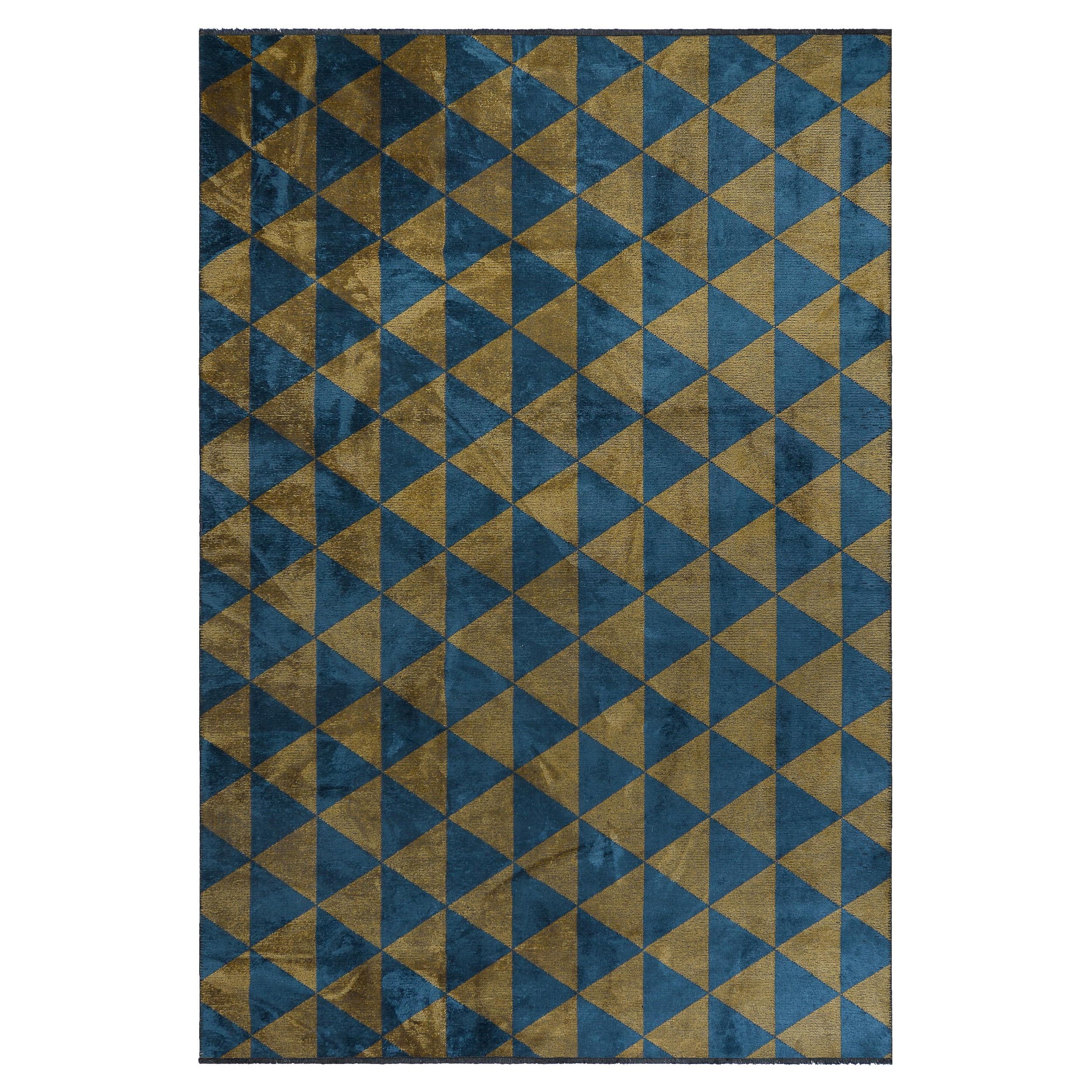 En vente :  (Bleu) Tapis de sol contemporain géométrique de luxe
