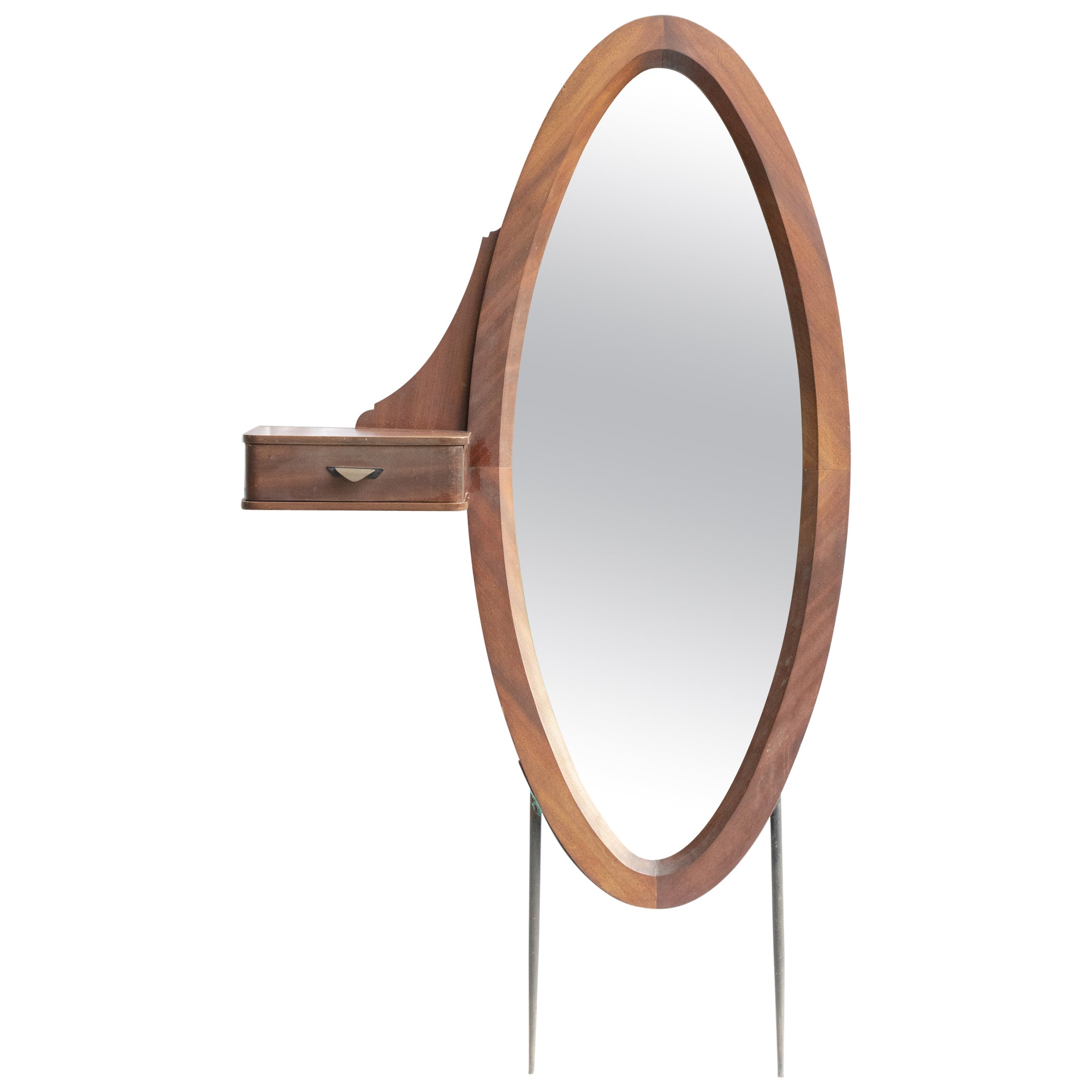 Vintage Oval Mirror, Italy, Mid-20th Century For Sale