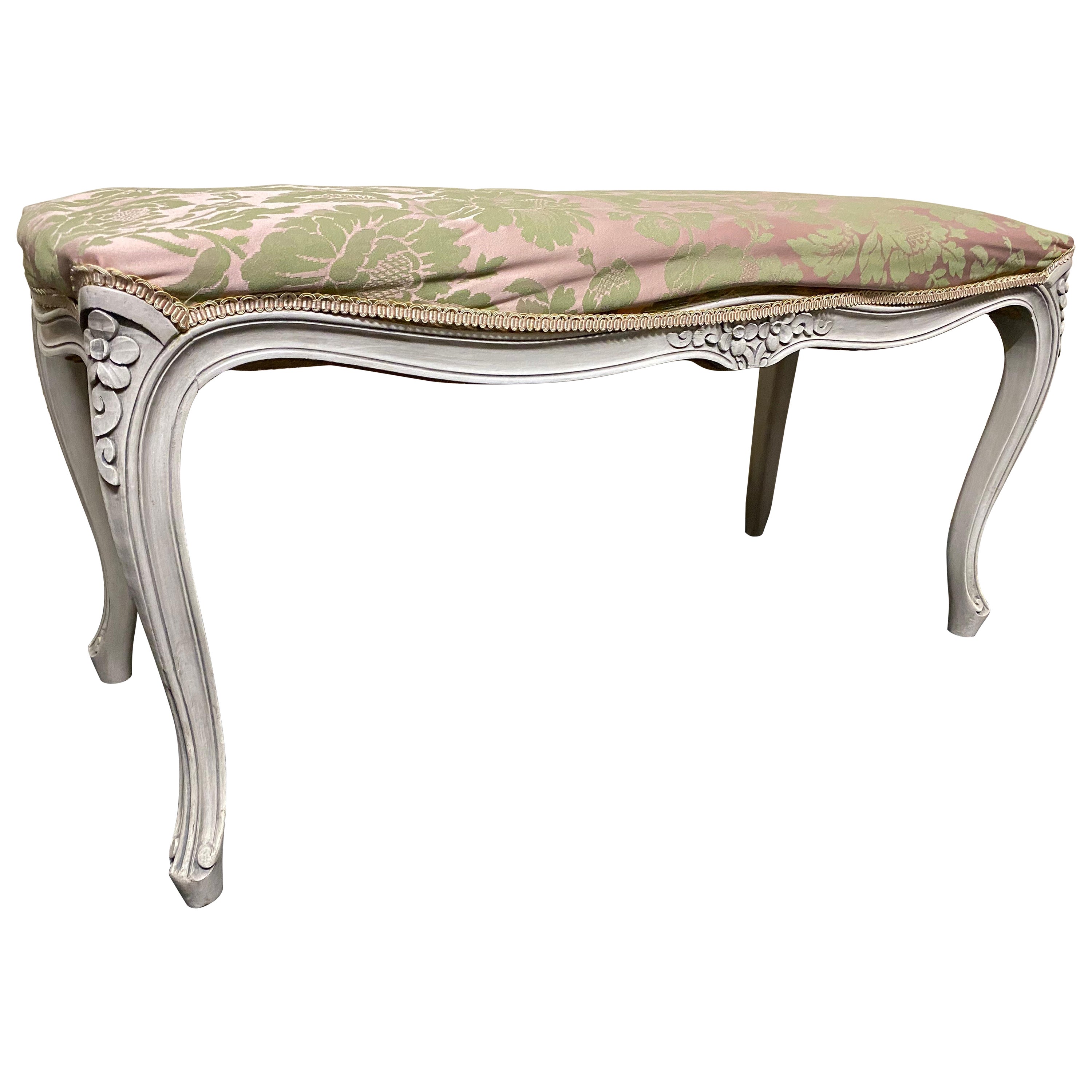 French Upholstered Duet Stool For Sale